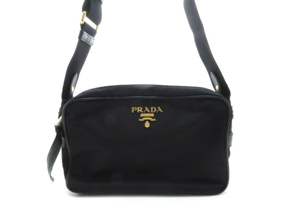 Prada Tessuto Saffiano Leather Shoulder Bag Black